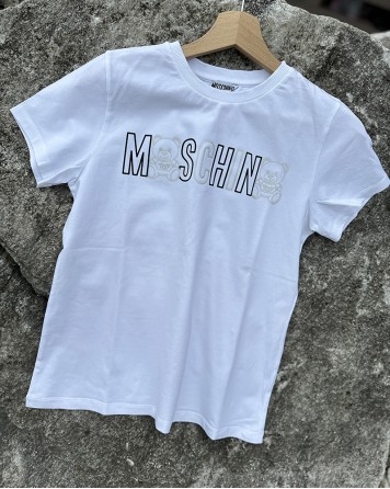 Triko dětské Moschino bílé s nápisem